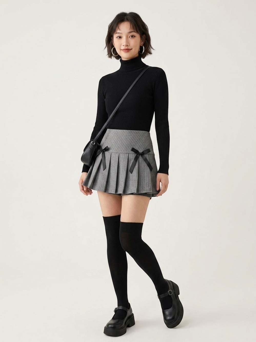 Free Haven Mini Pleated Gray Stripe Skort size S